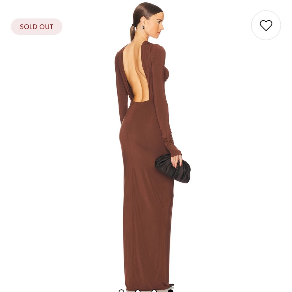 Chic Long Sleeve Brown Maxi Dress - Picture 4 of 4
